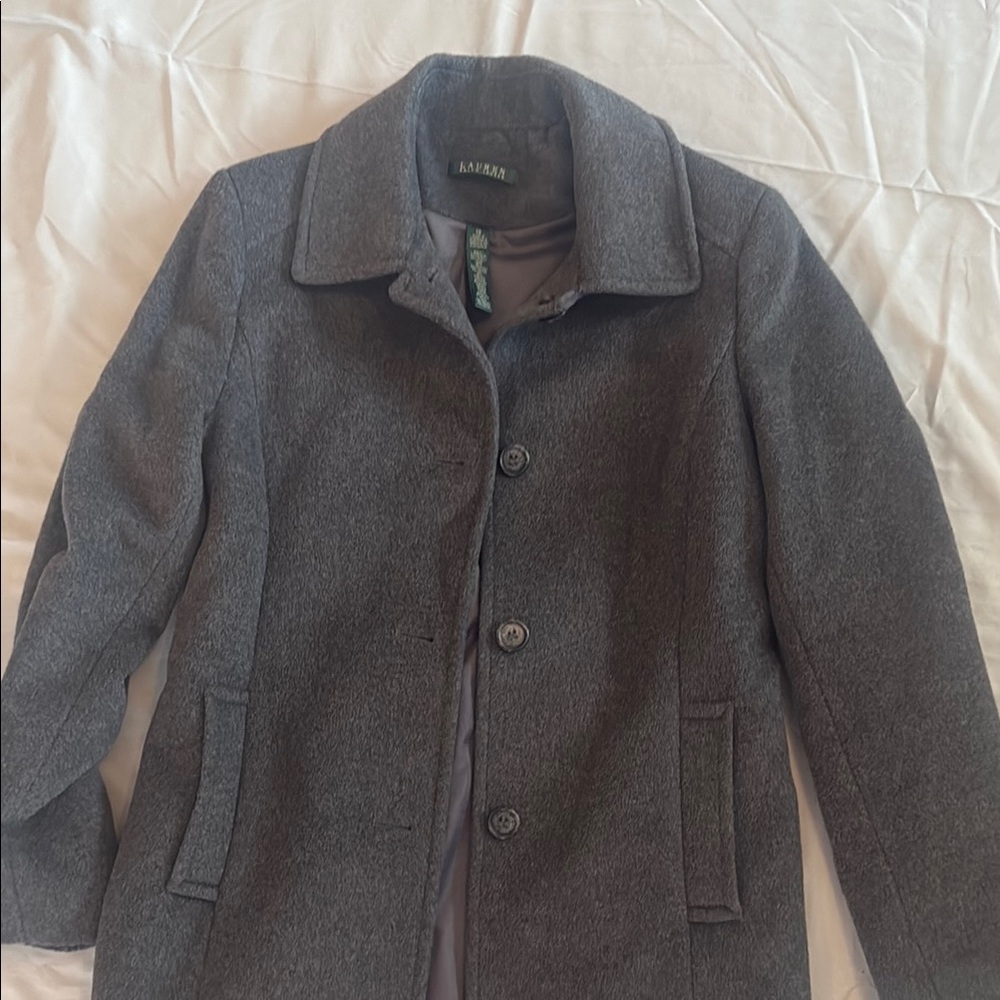 Lauren Ralph Lauren Gray Pea Coat Tailored Silhouette